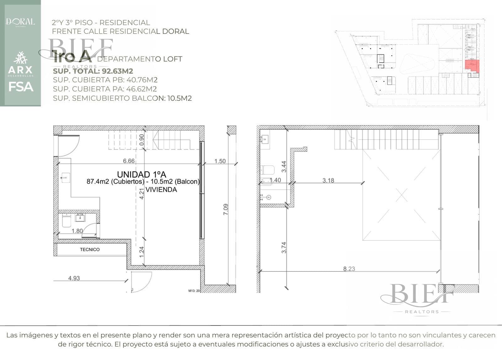 Loft 1°A 41m² + Entrepiso 47m² · DORAL CC — imagen 1