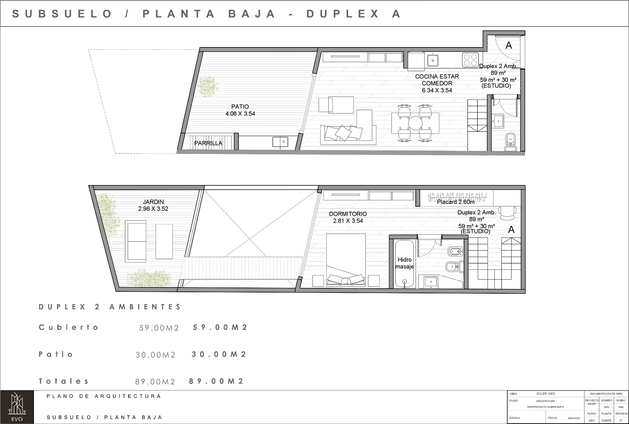 EVO Soler 3453 · Planta Baja · Unidad A · Dúplex