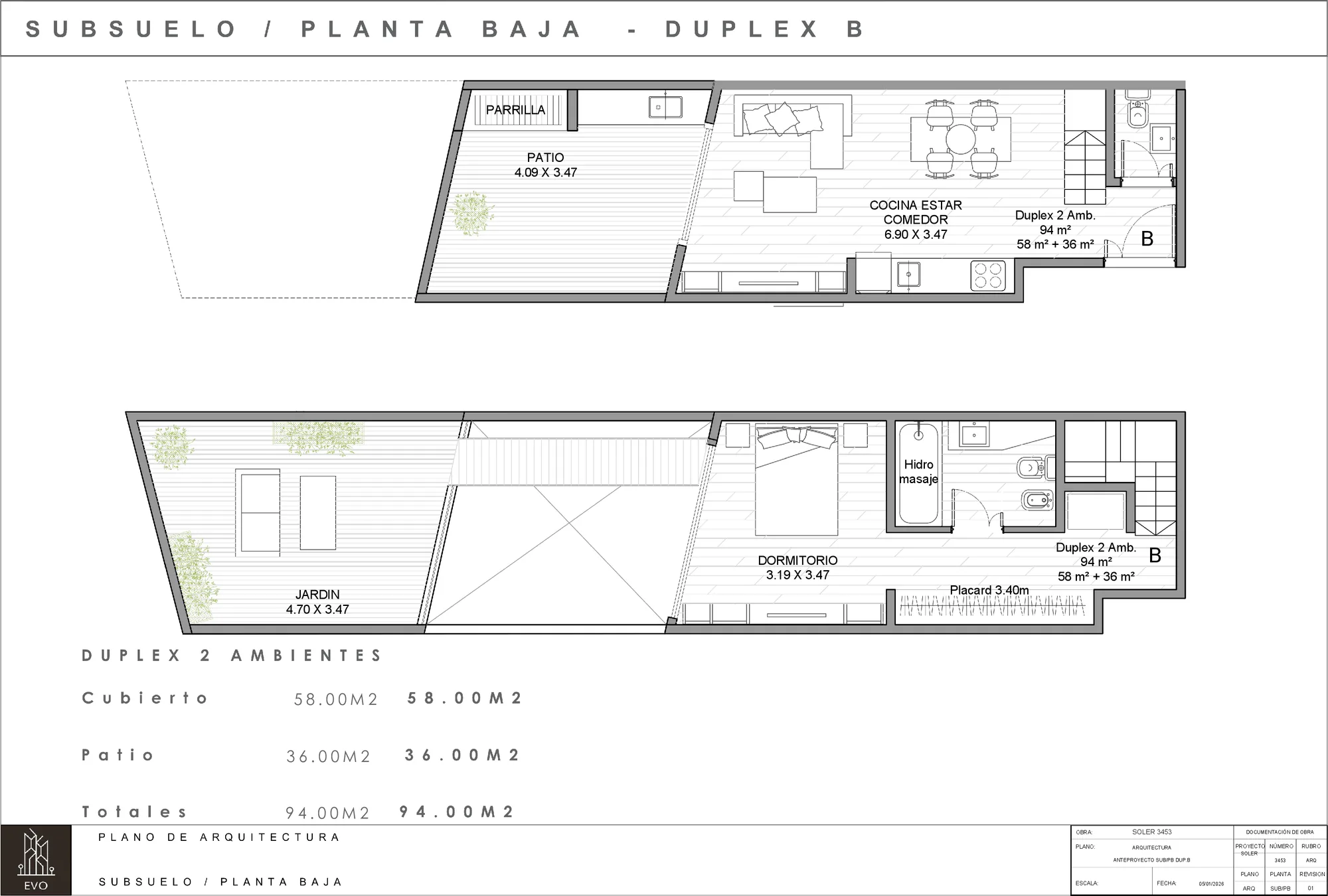 EVO Soler 3453 · Planta Baja · Unidad B · Dúplex